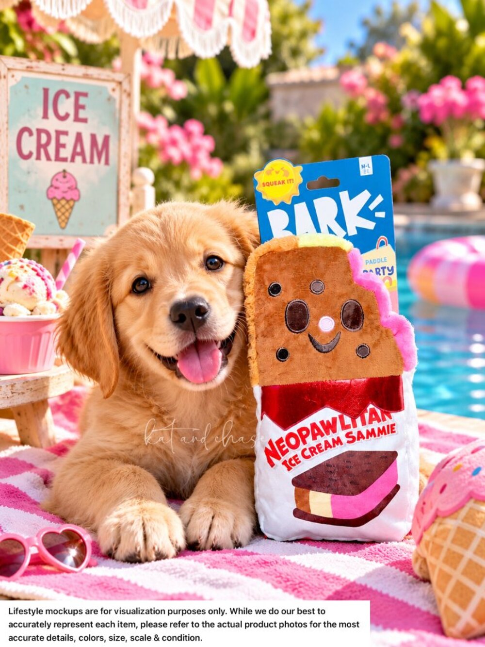 Bark Box Grand Slam Ice Cream Sammie Dog Toy M L Giant Toy Sandwich Neopawlitan